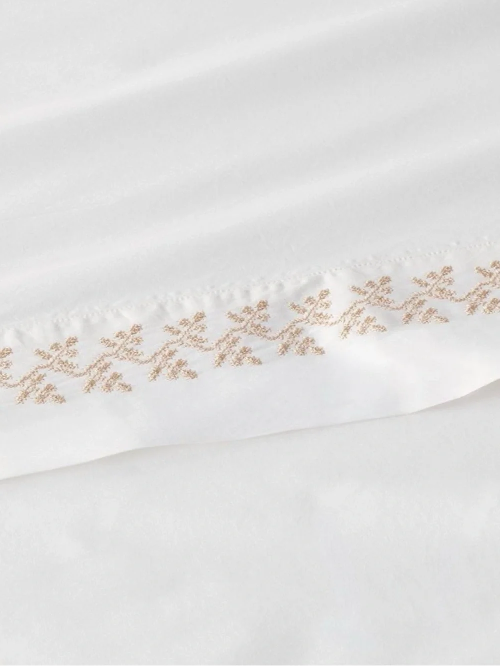 Queen 300 Thread embroidered Sheet Sour Cream Brown Embroidered- Hearth & Hand